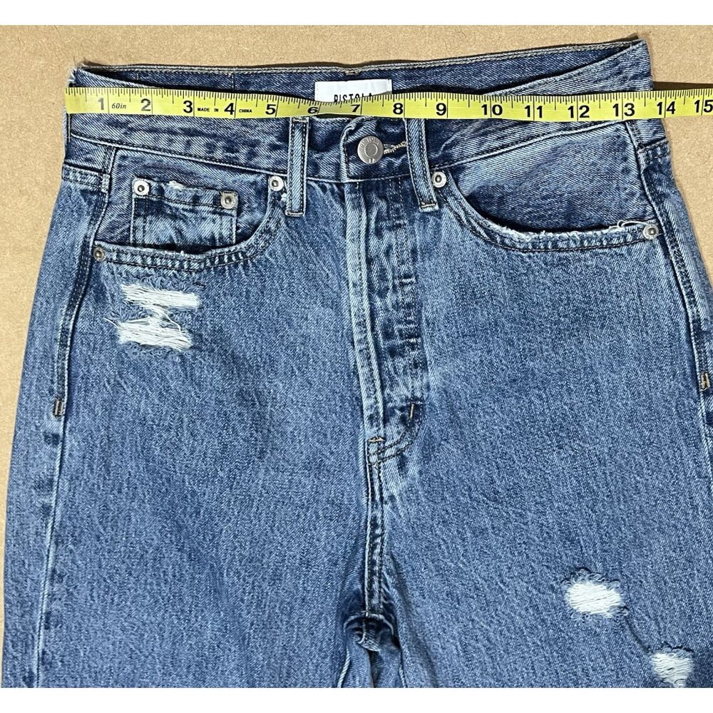 Pistola Anthropologie Women 26 jeans Cassie High Rise Straight Blue Distressed - Picture 7 of 14